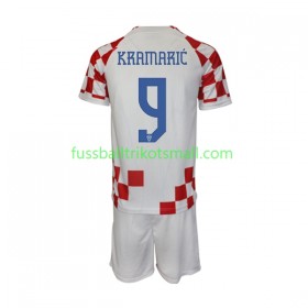 Fußballtrikots Kroatien Kramaric 9 Kinder FIFA WM 2022 Kurzarm Heimtrikotsatz kaufen